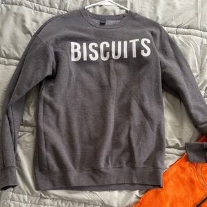 Gray 'BISCUITS' crew neck